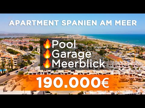 Apartment spanien am meer 🌴🦜 Apartment in Torrevieja mit seitlichem Meerblick, Pool und Garage